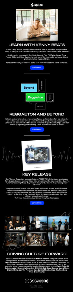 newsletter example by a music platform.