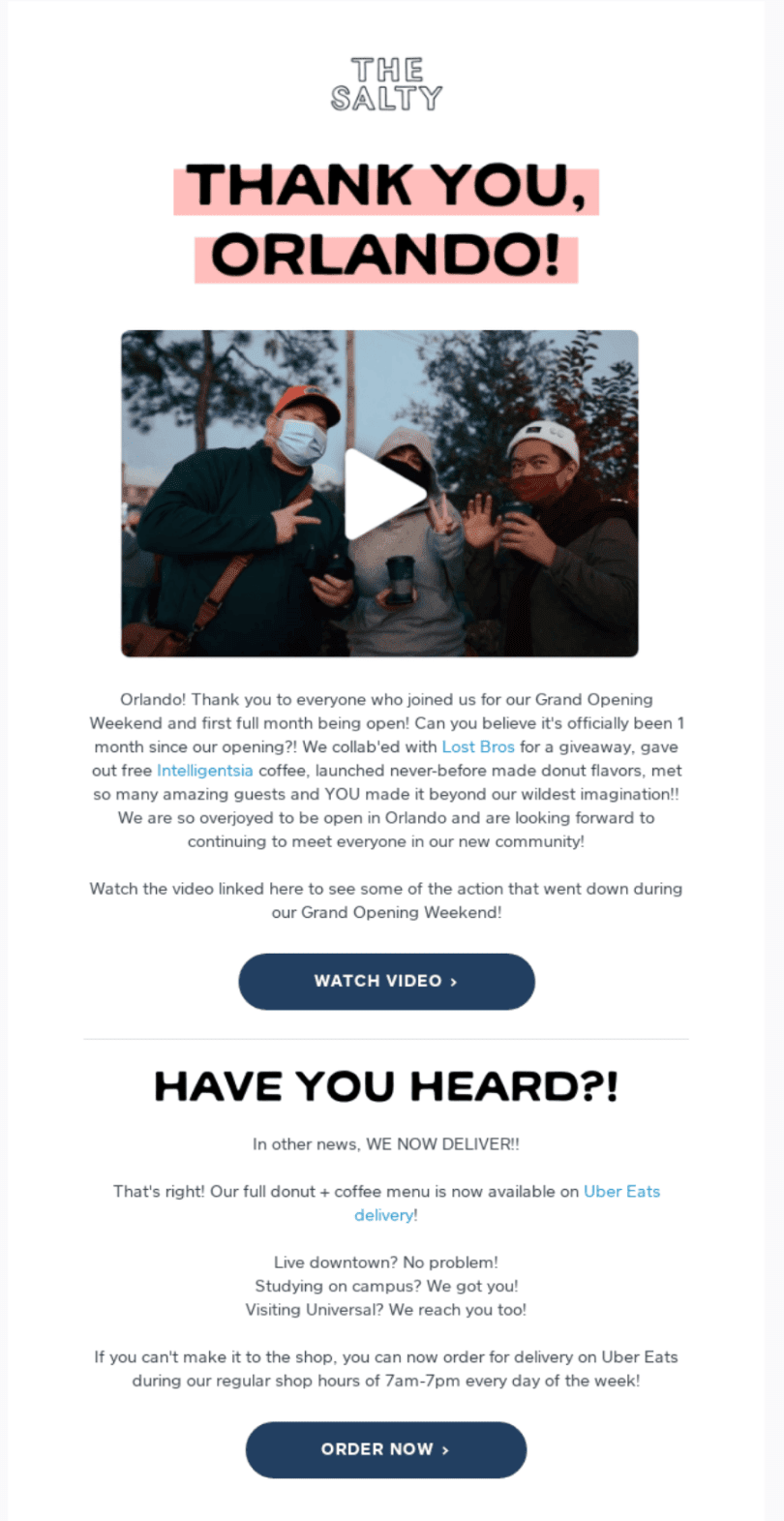 This is an email from a local business that sent a thank you email with pictures of people from their local community who came to their Small Business Saturday event. 